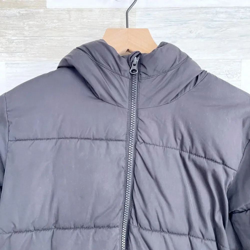GAP Kids Wamest Puffer Jacket Black Full Zip Hooded Water Resistant Boys Large